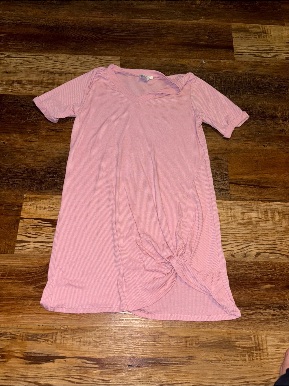 Light Pink Short Sleeve Knot Front Dress